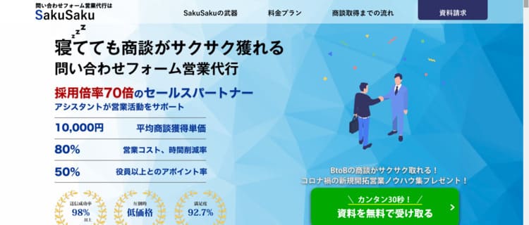 問い合わせフォーム営業代行サービスなら「SakuSaku」へ！